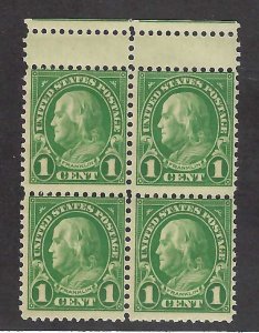 US Scott #632 Mint block of 4 Gutter Snipe error Mint NH OG F-VF