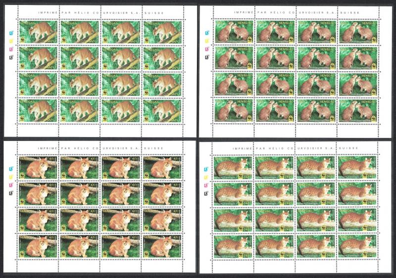 Senegal WWF African Golden Cat 4v in Sheets of 16 stamps SG#1496-1499