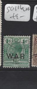 BRITISH HONDURAS (P2806B)  KGV  WAR STAMP 1C  SG 114   VFU