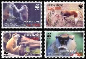 Sierra Leone WWF Patas Monkey 4v SG#4290-4293 MI#4694-4697 SC#2752 a-d