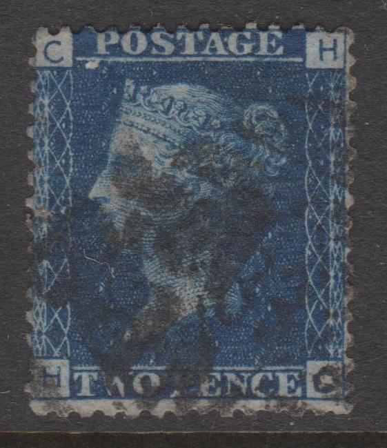 Great Britain 1858 QV 2d Blue Sc#29 Plate 8 Position HC  Used