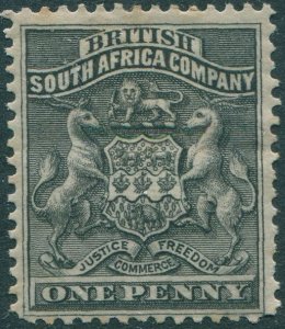 Rhodesia 1890 SG1 1d black Arms MH