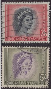 RHODESIA Used Scott # 152-153 Queen Elizabeth II 2'6 & 5 Shillings (2 Stamps)-1