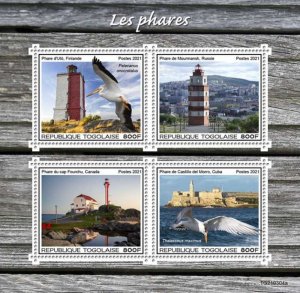 Togo - 2021 Lighthouses and Birds - 4 Stamp Sheet - TG210304a