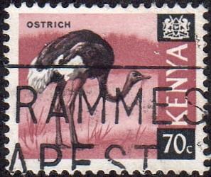 Kenya 28 - Used - 70c Ostrich (1969) (cv $1.75)