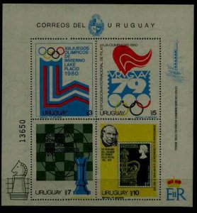 Uruguay 1022 MNH s/s Olympic-80/Chess SCV35