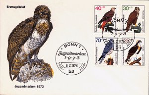 pz54, Germany FDC 1973 birds of prey eagles hawks