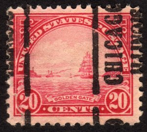 1923, US 20c, San Francisco Bay, Used, Chicago precancel, Sc 567