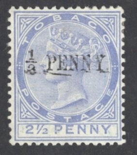 Tobago Sc# 25 MH (c) 1886-1892 1/2p on 2 1/2p ultra Queen Victoria