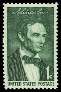 US Sc 1113 XF/MNH  - 1959 1¢ Beardless Lincoln - Very Well Centered - Fresh