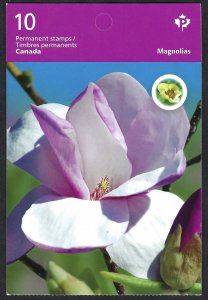 Canada #2625a P Magnolias(2013). Booklet of 10 stamps. Two designs. MNH