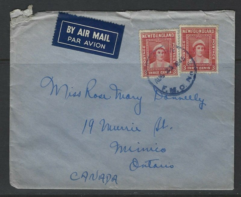 CANADA - NEWFOUNDLAND AVALON FLEET MAIL OFFICE (FMO) 1945 COVER TO MIMICO, ON