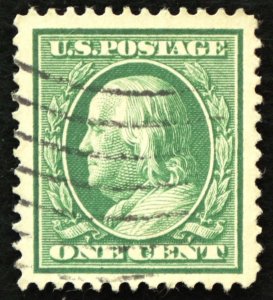 U.S. Used Stamp Scott #331 1c Franklin, Superb Jumbo. Wave Cancel. A Gem!