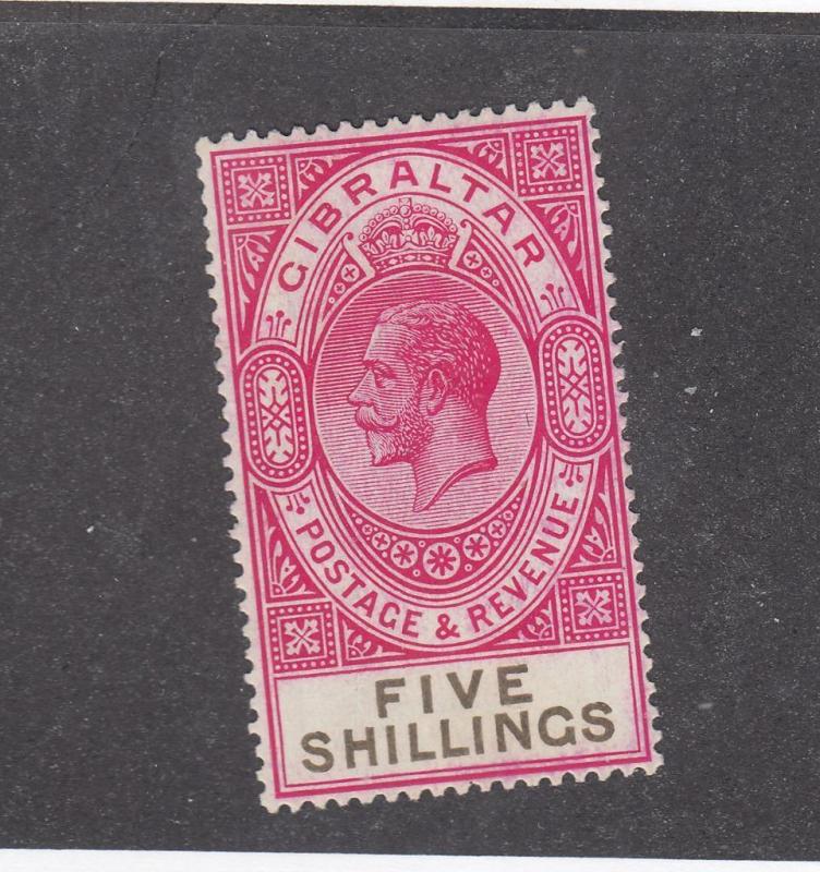 GIBRALTAR  # 89 VF-MH 5sh 1921-32 KGV / CARMINE & BLACK CAT VALUE $18