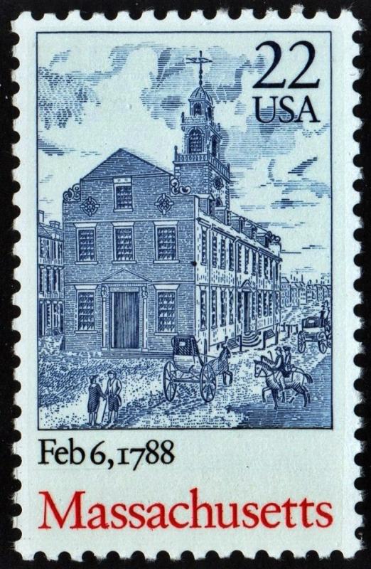 SC#2341 22¢ Bicentenary Statehood: Massachusetts Single (1988) MNH