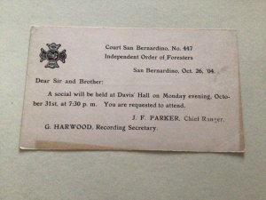 U. S. Order of Foresters San Bernardino 1904 postal card 67150