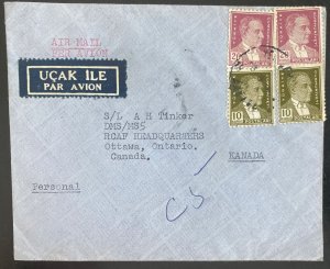 1941 Istanbul Turkey Airmail Cover To RAF Headquarters Ottawa Canada