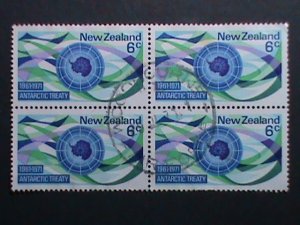 ​NEW ZEALAND-1971-SC#475-10TH ANNIVERSARY ANTARCTIC TREATY-USED BLOCK OF 4  VF