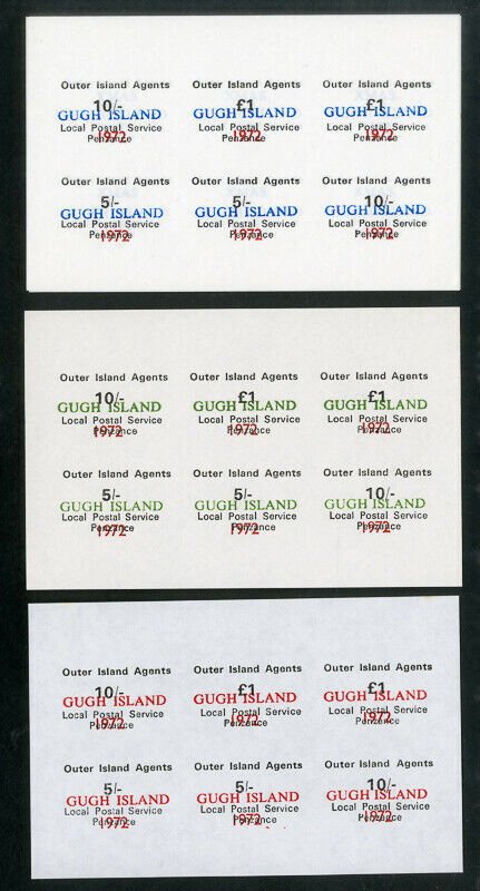 Gugh Island local Stamps Lot of 9 sheets NH 3 different sets scarce 