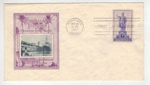 1937 FIRST DAY COVER HAWAII TERRITORY FDC 799-45C IOOR HONOLULU HARBOR CACHET