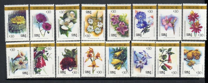 Chile 1988  SC # 795 a-p Flowers of Chile MNH