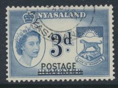 Nyasaland SG 191  SC# 115  Used   Revenue Stamp Opt POSTAGE  see details 