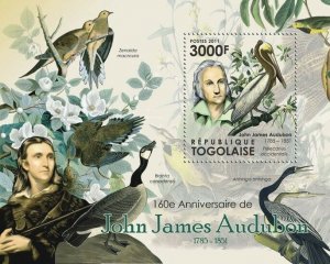 Togo 2011 MNH - 160th Anniversary of John Audubon (1785-1851) Birds.
