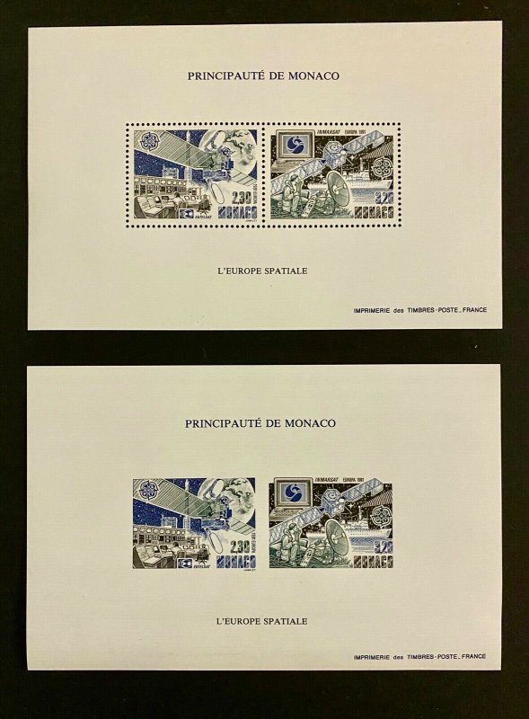 1991 Monaco Stamps Bloc Specialaux CEPT N°14 &14a Space Perf & Imperf.-