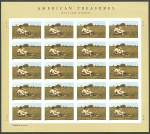 Winslow Homer Sheet of Twenty 44 Cent Postage Stamps Scott 4473