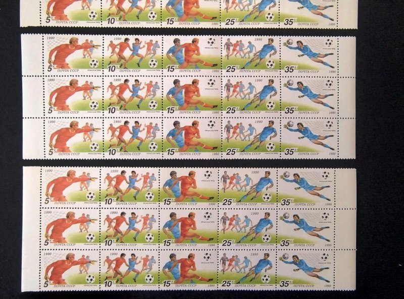 Russia 1990 Soccer World Cup Sets Blocks MNH x 60 stamps / AB1328