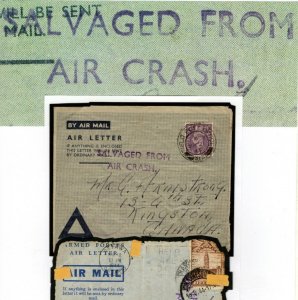 GB/CANADA WW2 *AIR CRASH* Cachet MATCHED PAIR{2} Air Letter Cover & Front A4G43