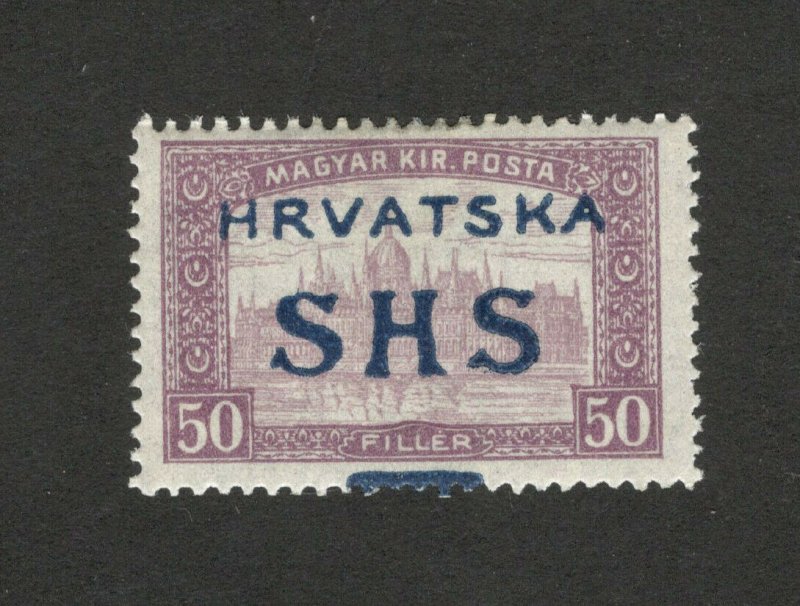 CROATIA-SHS YUGOSLAVIA-MH STAMP-ERROR MOVED OVERPRINT , 50 f -1918.