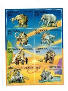 Guyana 1992 - Animals Elephants - Sheet Of 8 Stamps - Scott #2607 - MNH