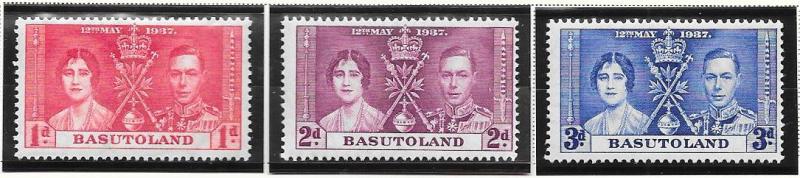 Basutoland  #15-17  Coronation Issue  (MNH) CV 1.75