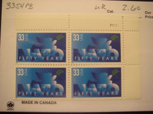 Scott 3338, 33c NATO, 50th Anniversary, PB4 #P1111 UR, MNH Commemorative Beauty