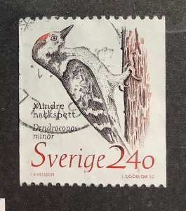 Sweden 1989 Scott 1725 used - 2.40k, Bird,  Lesser Spotted Woodpecker