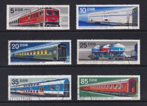 German Democratic Republic  DDR   #1462-1467 used 1973 railroad cars