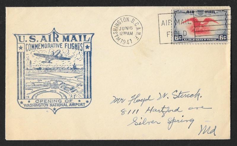 UNITED STATES Event Cover Washington National Airport Opening 1941 Washington DC