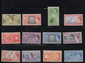 Bermuda Sc 144//157 1953 QE II set to 1/3d stamp set mint