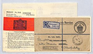 GB Scotland WW2 Cover NATIONAL BUILDINGS RECORD Permit Contents 1944 YA12