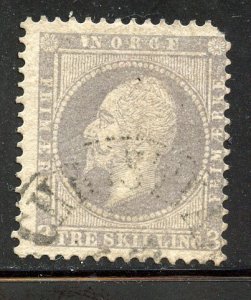 Norway # 3, Used. top right corner missing