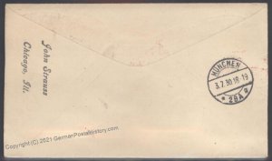 Germany 1930 Bremen Schleuderflug 2.7.1930 Catapult Cover Munich Airmail  103287