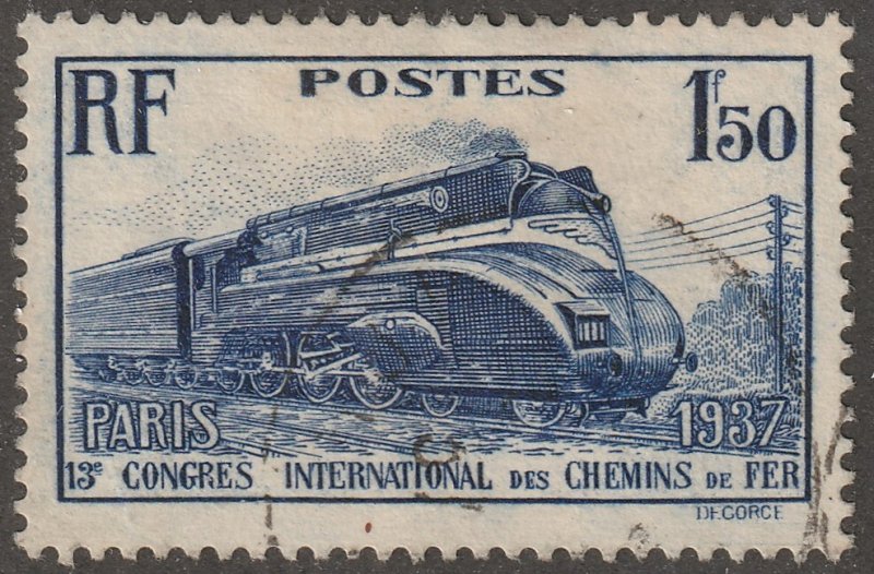 France,  Scott#328, used, hinged,  Paris, Train