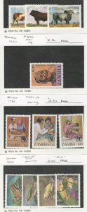 Zambia, Postage Stamp, #419-21, 426, 441-3, 462-5 Mint NH, 1987-9 Frog, Cow