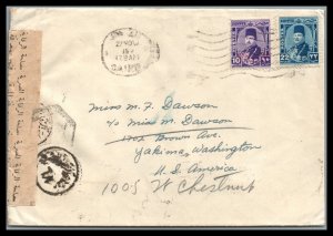 Egypt 1952 Egyptian Censored Cover King Farouk Stamps King of Egypt & Sudan