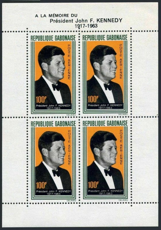 Gabon C27a sheet,MNH.Michel Bl.3. President John F.Kennedy,1964.