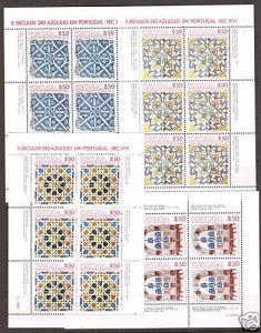 Portugal Sc 1494a-1497a MNH. 1981 Tiles, mini sheets VF