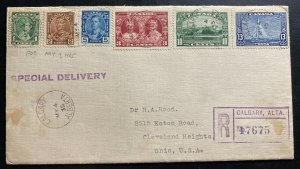 1935 Calgary Canada First Day Cover FDC To Cleveland OH USA Special Delivery