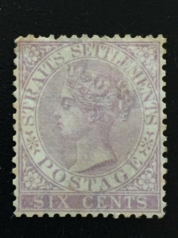 Malaya Straits Settlements 1868 QV 6c wmk CrownCC MH SG13 CV£150 M1816 