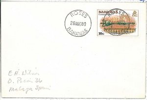 28626  - BAHAMAS - Postal History -  postmark on COVER  - ROSES  1980